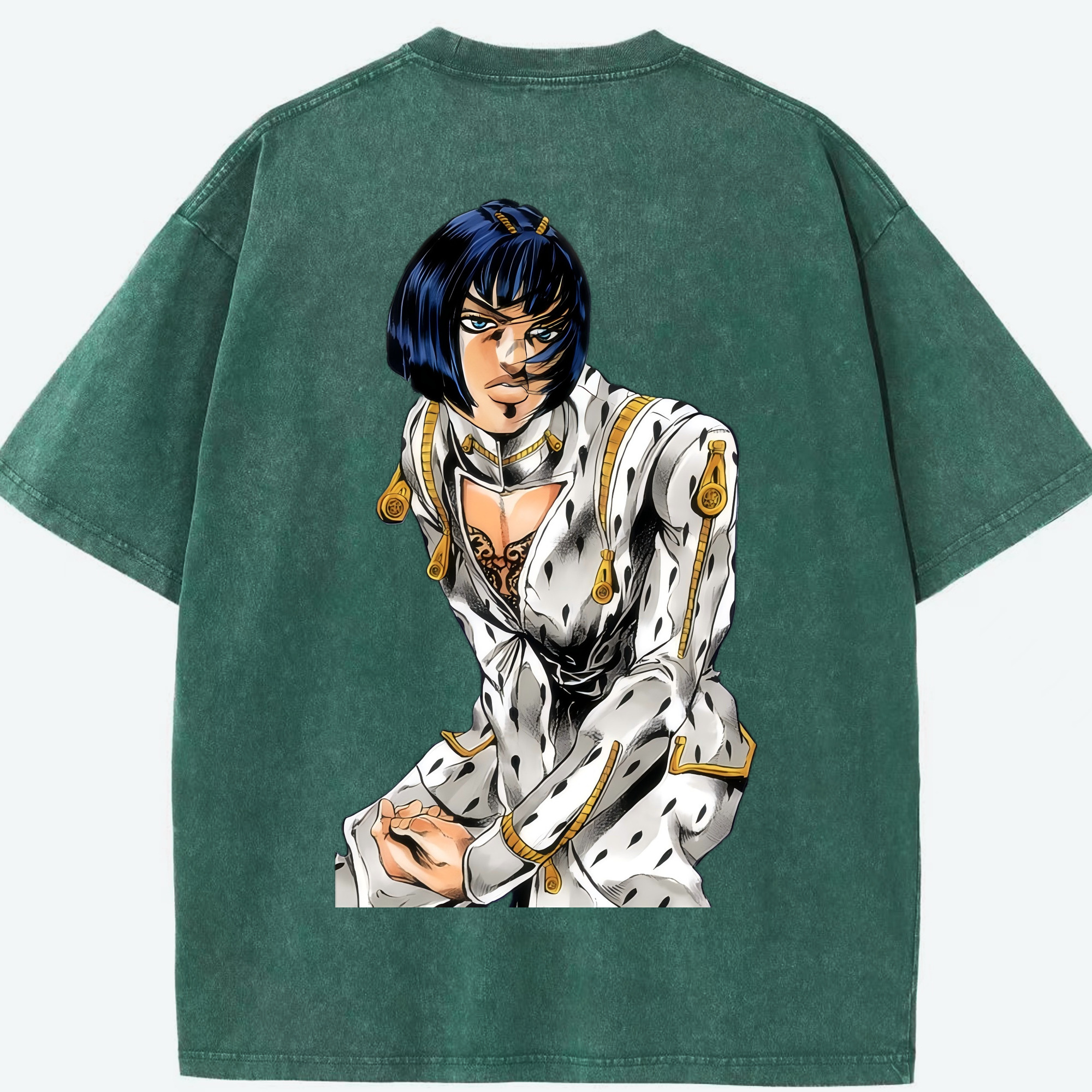 （画像用） ジョジョの奇妙な冒険 ブローノ?ブチャラティ JoJo's Bizarre Adventure Bruno Bucciarati 綿100% ヴィンテージ風 半袖Tシャツ（背面プリント）